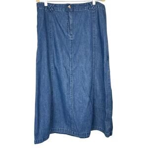 VINTAGE Denim Maxi Skirt Basketweave Belt Loop Detail  16 Y2K Casual Western